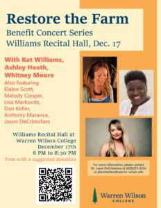 Restore the Farm: Benefit Concert for the Warren Wilson College Farm @ Warren Wilson College Williams Recital Hall