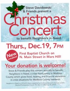 Steve Davidowski and Friends Annual Christmas Concert @ Mars Hill Baptist Church